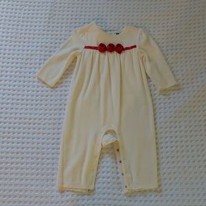 Janie and Jack Cream Bodysuit with Red Floral Accents